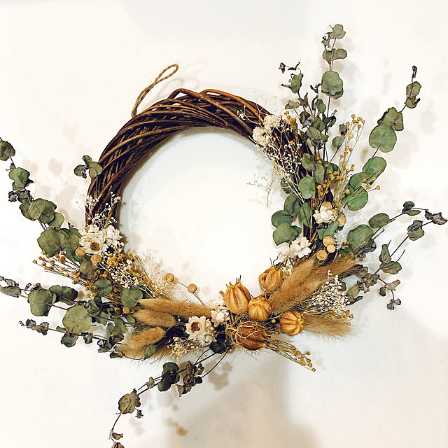 インテリア/ハンドメイド/ドライフラワーリース ハンドメイド/ドライフラワーのある暮らし/ドライフラワーリース...などのインテリア実例 - 2020-12-31 17:19:14