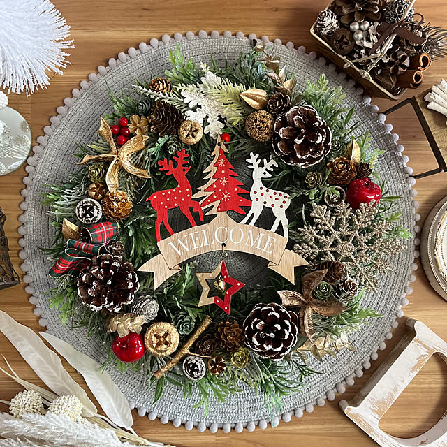 玄関/入り口/クリスマスリース/ハンドメイド/造花/手作り...などのインテリア実例 - 2023-12-06 07:52:37