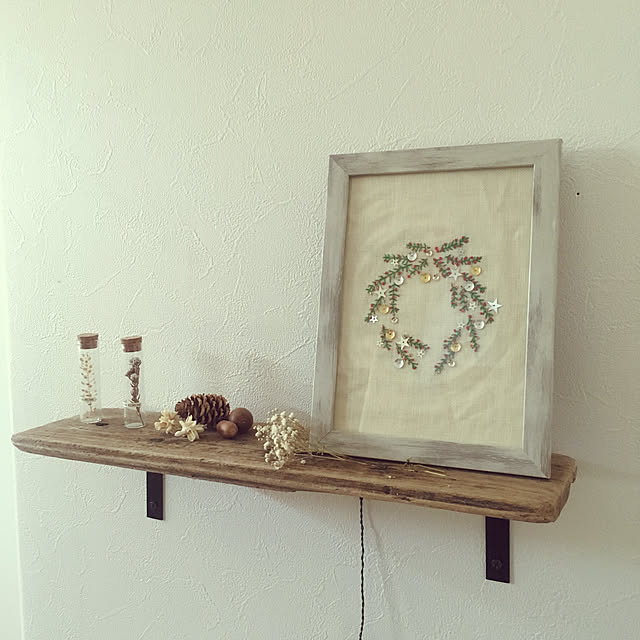 玄関/入り口/刺繍初心者/刺繍/セリア/流木リメイク...などのインテリア実例 - 2017-11-27 11:43:11