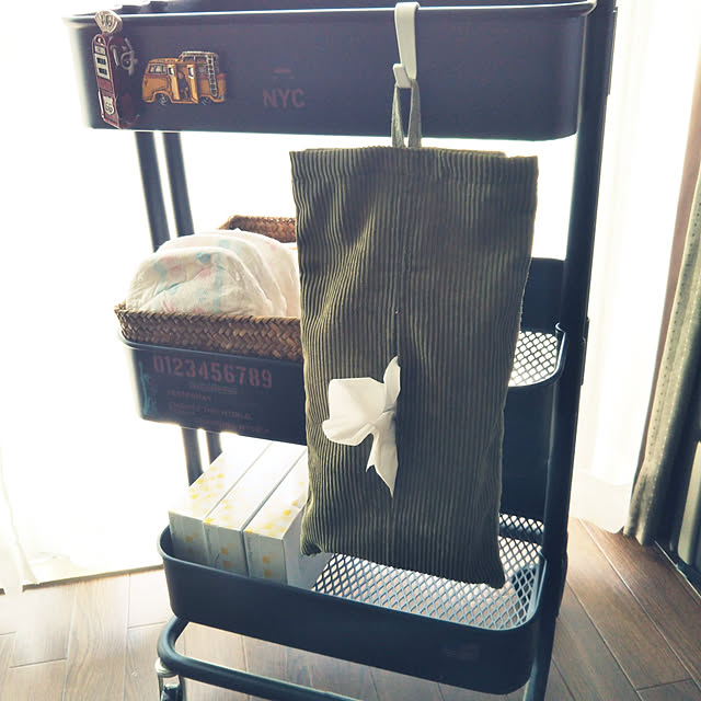 新商品買ったよ！/ダイソー/コーデュロイティッシュカバー/リビング/絶妙なモスグリーン♡...などのインテリア実例 - 2018-10-03 11:34:19