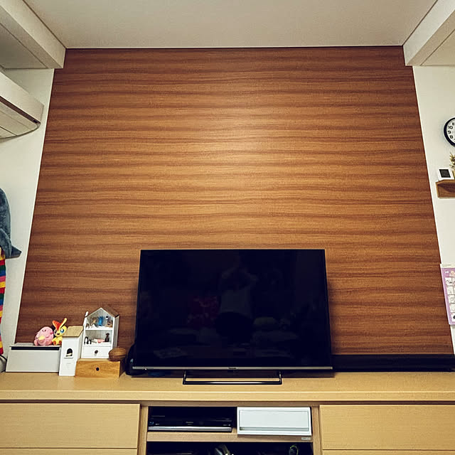 壁/天井/木目調クロス/リビング/テレビ台/アクセントクロスのインテリア実例 - 2024-06-01 17:29:48