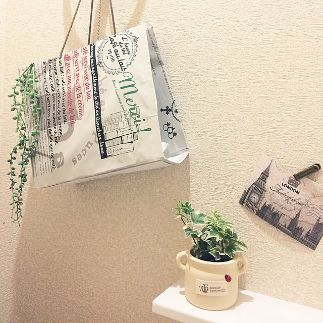 バス/トイレ/トイレットペーパー収納/紙袋リメイク/観葉植物/100均...などのインテリア実例 - 2017-01-15 13:29:42
