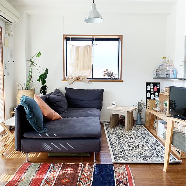 IKEA イケア ラグ 80cm×180cm パイル短 VALLOBY ベージュ ブルー IKEA イケア ラグ 80cm×180cm パイル短 VALLOBY ベージュ ブルー