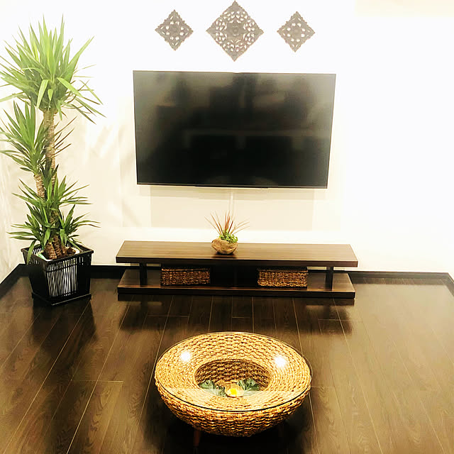 カゴバスケット/アジアンテーブル/テレビボード/観葉植物鉢カバー/観葉植物インテリア...などのインテリア実例 - 2020-11-23 00:45:09