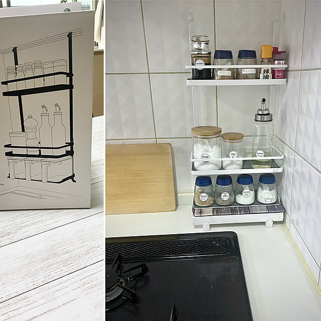 YuuKoの山崎実業-tower タワー(山崎実業) レンジフード調味料ラック 3段 RANGE HOOD SEASONING RACK 調味料ストッカー シーズニングラック 調味料棚 キッチン収納 大容量の家具・インテリア写真