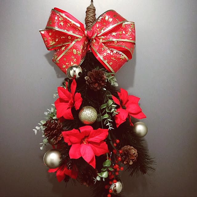 玄関/入り口/スワッグ/DIY/ダイソー/クリスマス...などのインテリア実例 - 2016-11-23 01:50:07
