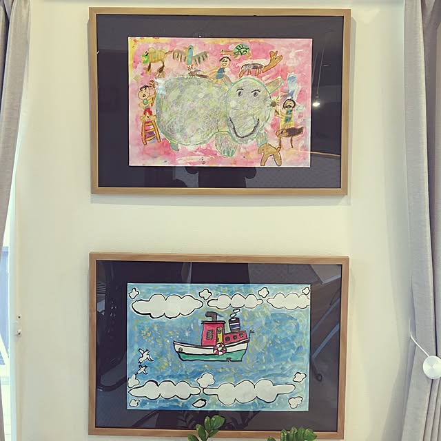 壁/天井/子供の絵を飾る/ナチュラル/シンプルライフ/沢山のいいねとフォローをありがとうのインテリア実例 - 2017-05-20 17:37:22