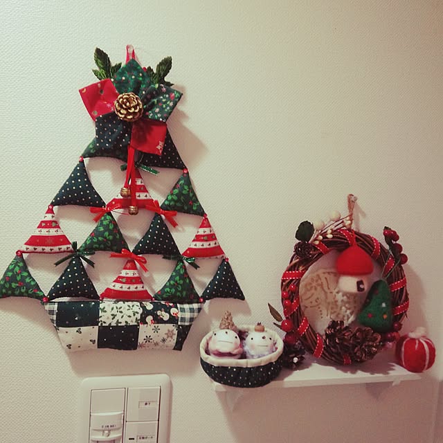 玄関/入り口/ハンドメイド/ナチュラルキッチン/クリスマスディスプレイ/クリスマスツリー...などのインテリア実例 - 2015-12-24 15:59:22