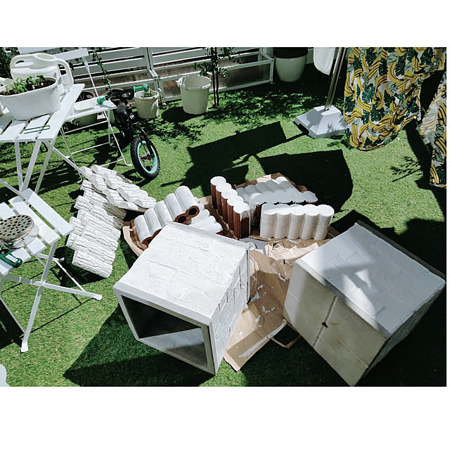 kodaminの-物干し台 屋外 ステンレス S6-3B ホワイトPPベース(1個あたり約20kg×2個)付の家具・インテリア写真