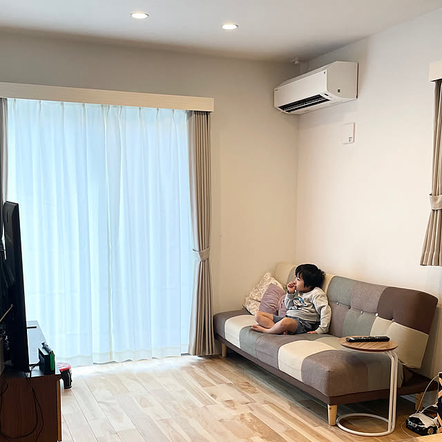 リビング/カーテンレール/お部屋を広く見せる工夫/ナチュラル/ニトリ...などのインテリア実例 - 2024-12-04 10:09:09
