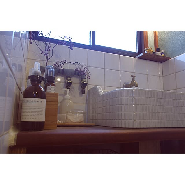 バス/トイレ/モザイクタイル/MARKS＆WEB/ドライフラワー/壁　DIY...などのインテリア実例 - 2015-09-03 16:50:13