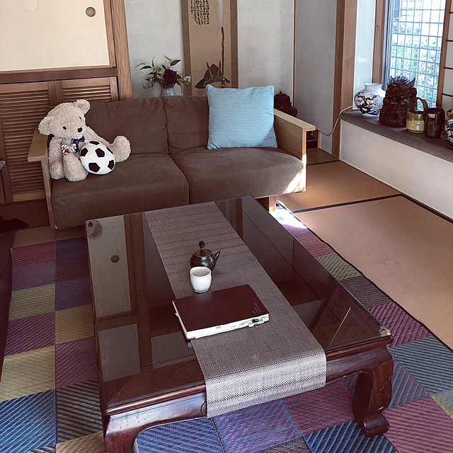 chacoのイケヒコ・コーポレーション-ラグ 純国産 国産 日本製 い草 抗菌防臭 自然素材 モダン 『DXカラフルブロック』 ブルー 約191×250cm【ブルー】の家具・インテリア写真