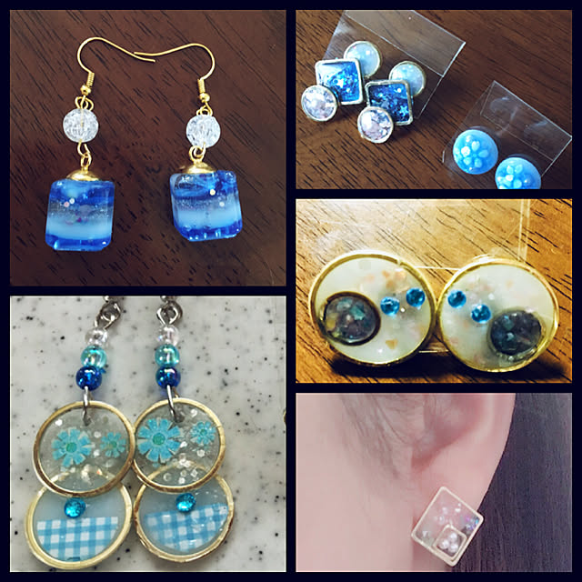 ダイソー/100均/レジン初心者。/レジン アクセサリー/ガラスドームピアス...などのインテリア実例 - 2018-06-01 09:23:26