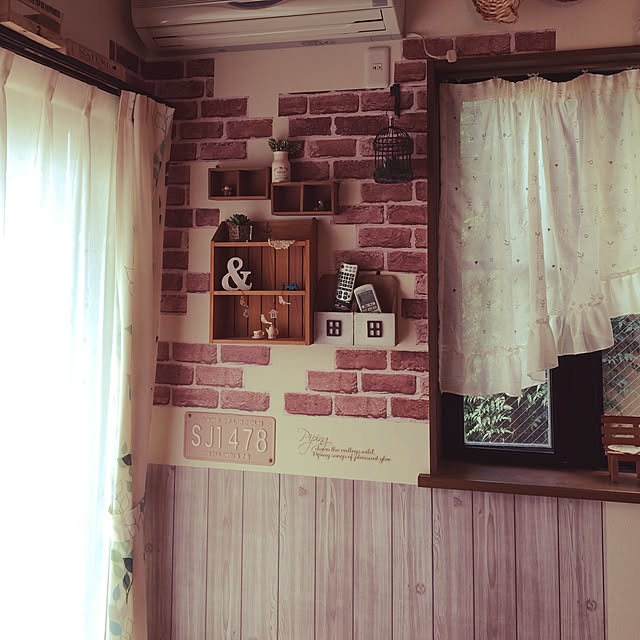 壁/天井/くどくて、すみません( º言º)/レンガシート/いいね&フォローありがとうございます☆/セリア...などのインテリア実例 - 2015-09-05 09:54:05