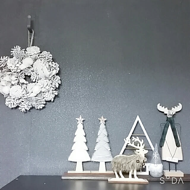 棚/クリスマス/ダイソー/セリア/モノトーン...などのインテリア実例 - 2019-11-28 21:42:08