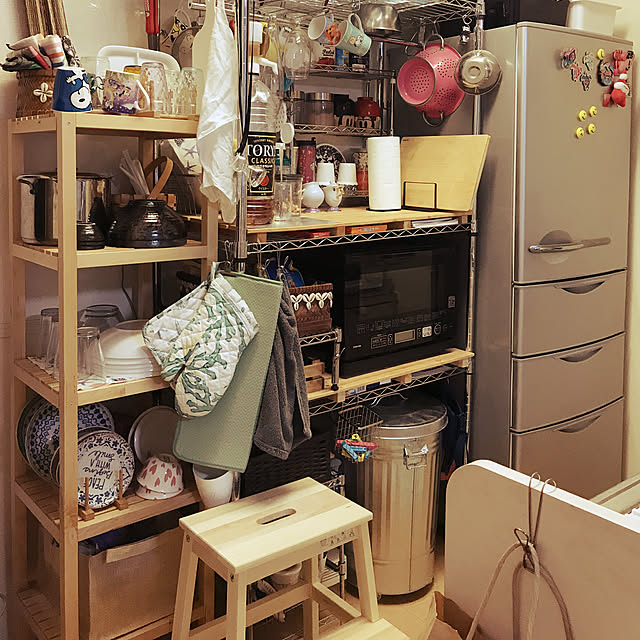 スチールシェルフ/スチールラック/ダイワハウスの賃貸アパート/IKEA/吊り下げ収納...などのインテリア実例 - 2020-05-03 19:47:29