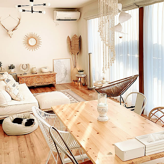 BOHOインテリア/建売住宅でも快適生活/IG→bonitalife_style/ダイニングテーブル＆チェア/scandiBOHO...などのインテリア実例 - 2021-08-06 19:05:43