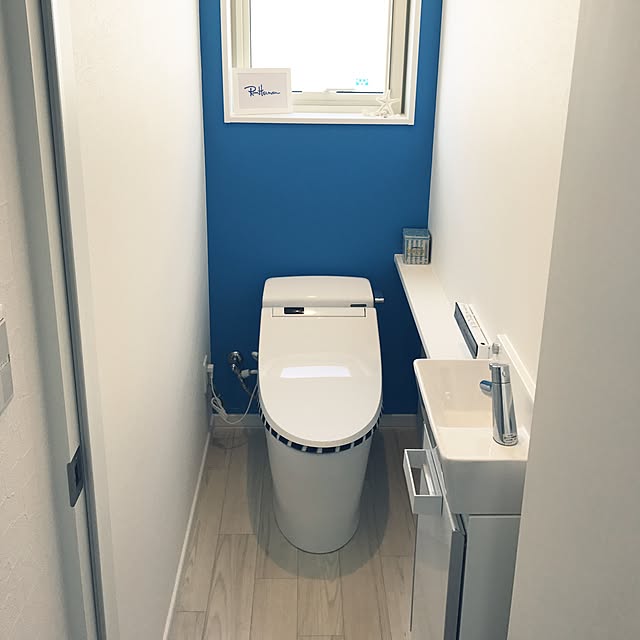 バス/トイレ/トイレの壁/ブルーの壁/アクセントクロス/WTW...などのインテリア実例 - 2017-04-10 10:54:09