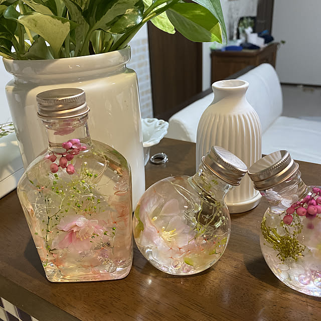 私のハンドメイド/桜のハーバリウム/お雛様はマークが落ち着いたら飾るぞ！/ひな祭り/皆いつも感謝です...などのインテリア実例 - 2022-02-24 23:17:10