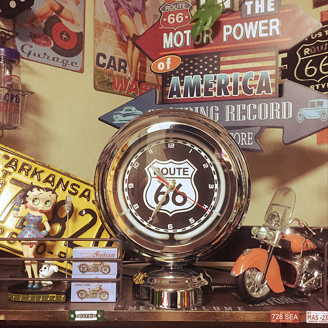 アメリカンネオンクロック ガスランプ ROUTE66(ルート66 アメリカンネオンクロック ガスランプ ROUTE66(ルート66