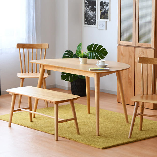 marcherior_roomのBlend Works-ダイニングテーブル 食卓テーブル テーブル 単品 半円型テーブル 丸テーブル ナチュラル 北欧 コンパクト 省スペース スぺパ 幅130cm 天然木 木目 ウォールナット ブラウン かわいい お洒落の家具・インテリア写真