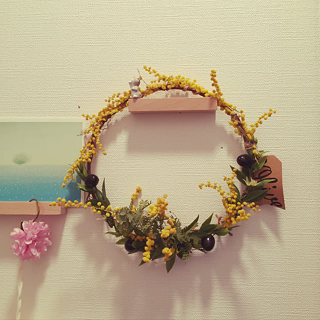 玄関/入り口/フェイクグリーン/観葉植物/100均/ドライフラワー...などのインテリア実例 - 2018-03-20 09:11:09