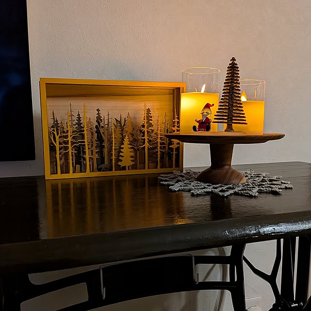 Renの-クリスマス 森林 置物 木製 壁掛けフレーム オーナメント デコレーション 狼 鳥 オオカミ モミの木 ツリー 誕生日 飾り付け 室内 装飾の家具・インテリア写真