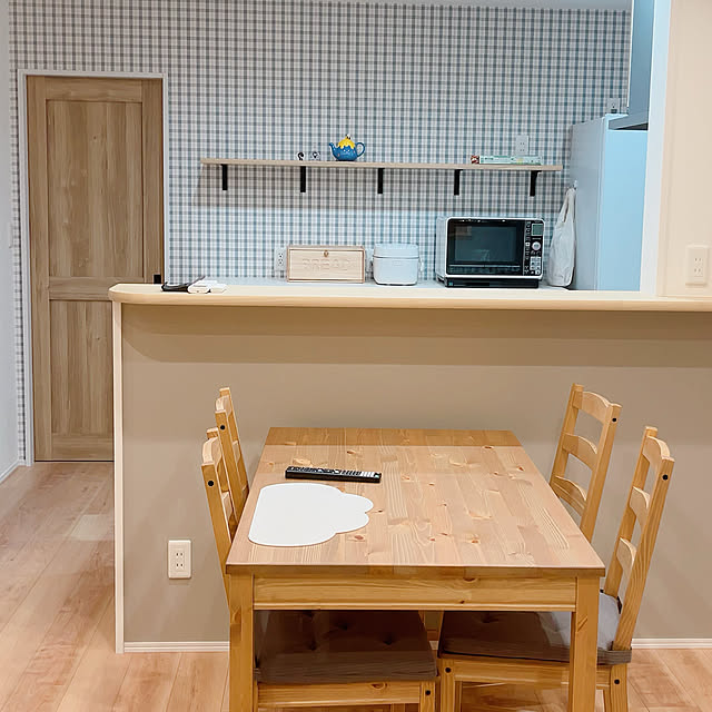 IKEAのダイニングテーブル/チェック柄/平屋暮らし/チェックが IKEAのダイニングテーブル/チェック柄/平屋暮らし/チェックが