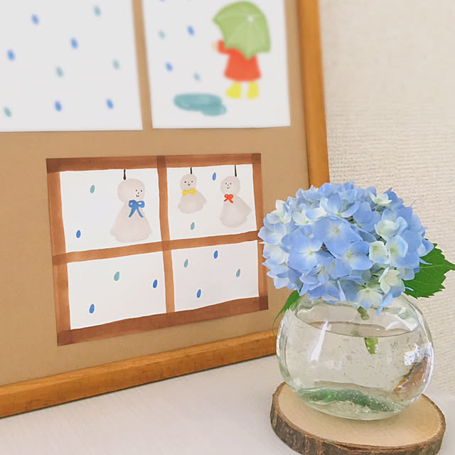 花びん/紫陽花/ゆるゆるイラスト/RCの出会いに感謝♡/賃貸アパート...などのインテリア実例 - 2021-06-20 17:30:36
