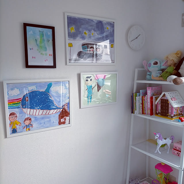 壁/天井/子供部屋/子供が書いた絵/IKEA　フレーム/IKEA　時計のインテリア実例 - 2021-04-28 14:44:38