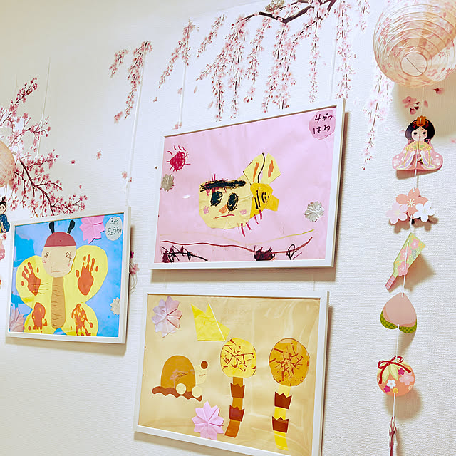 壁/天井/桜/子どものいる暮らし/子どもの作品/折り紙作品のインテリア実例 - 2025-03-09 00:04:06