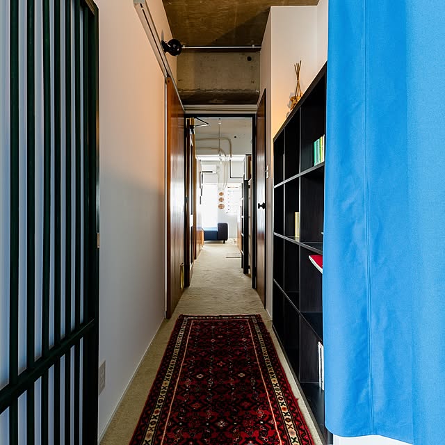 IKEA/帆布カーテン/剝き出しの天井/猫用脱走防止扉/廊下...などのインテリア実例 - 2020-08-15 10:05:20