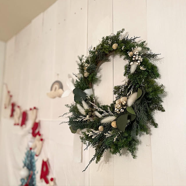 クリスマスリース/手作りリース/クリスマス/クリスマスインテリア/ドライフラワー...などのインテリア実例 - 2022-12-02 13:43:49