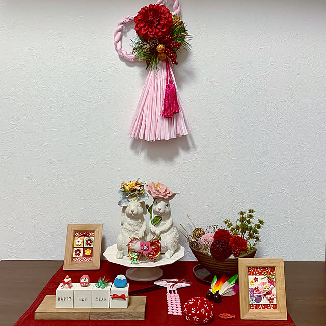 しめ縄/お正月インテリア/いいね！ありがとうございます◡̈♥︎/うさぎの置物/玄関/入り口のインテリア実例 - 2023-01-03 14:34:15