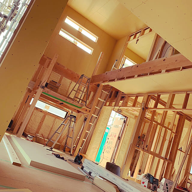 部屋全体/中2階/吹き抜け/建築中/開放感がすごい...などのインテリア実例 - 2019-02-17 21:34:48