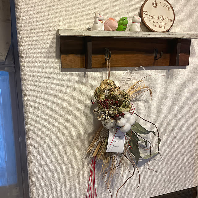 玄関/入り口/しめ縄/白×茶色/サビサビ好き/モーモー会員...などのインテリア実例 - 2023-12-28 07:40:01