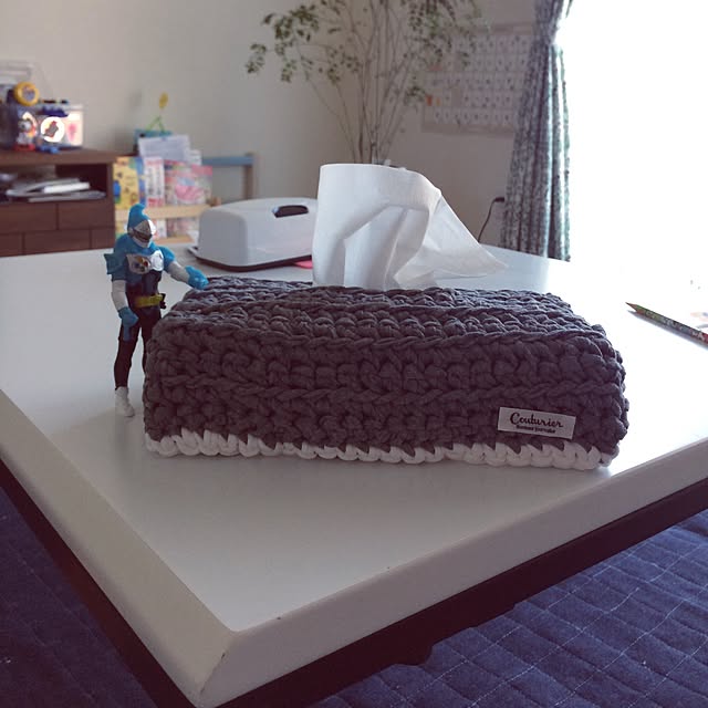 机/へたっぴでもいいの♡/ズパゲッティ/ティッシュケース/編み物初心者...などのインテリア実例 - 2017-05-28 07:51:09