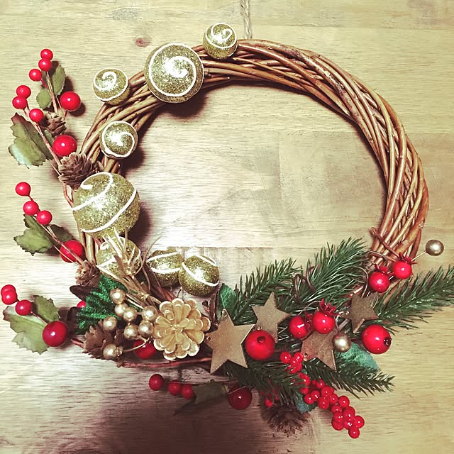 玄関/入り口/クリスマスリース/ハンドメイド/DIY/ナチュラルキッチンのインテリア実例 - 2016-11-06 14:26:11