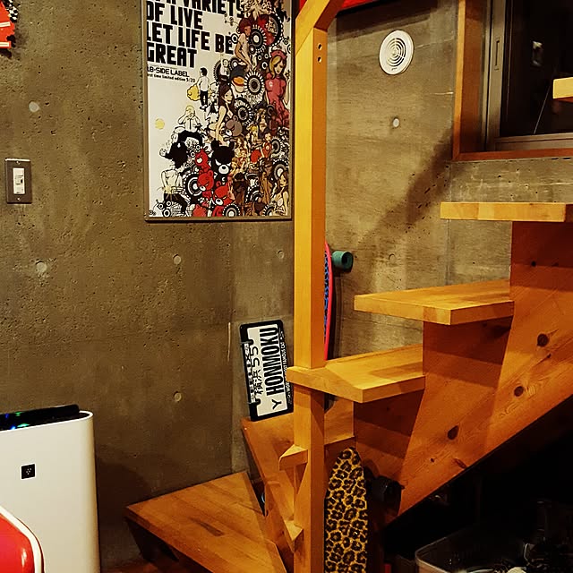 壁/天井/メンズ部屋/コンクリート打ちっ放し/地下室/見せる収納...などのインテリア実例 - 2017-05-18 23:54:06