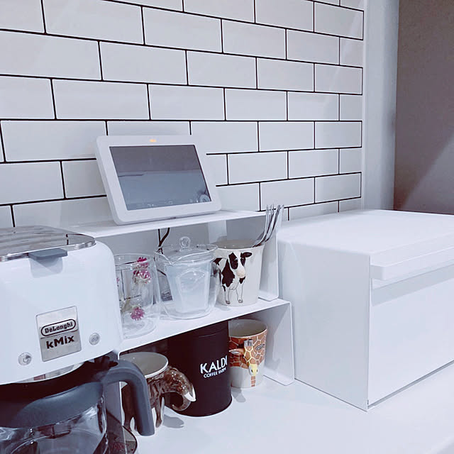 Delonghiのコーヒーメーカー/カルディーコーヒー/動物が好き♡/タイル風壁紙/シンプルに暮らしたい...などのインテリア実例 - 2020-08-22 09:53:26
