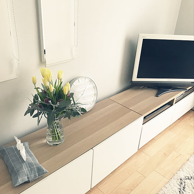 chi201のイケア-【★IKEA/イケア★】BESTA テレビ収納コンビネーション/ガラス扉 ホワイトステインオーク調/ヴァルヴィーケン ダークブラウンクリアガラス/ 引き出し用スライドレール ソフトクロージング/691.377.17の家具・インテリア写真
