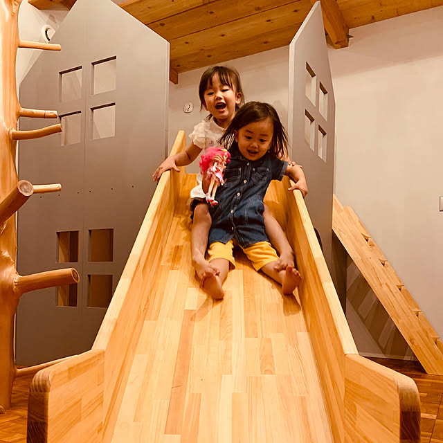 枝付き丸太/滑り台DIY/滑り台/コレ、DIYしたよ！/stay home...などのインテリア実例 - 2020-05-18 22:40:04