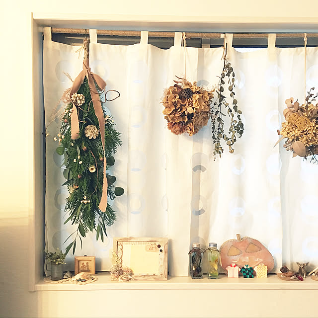クリスマススワッグ手作り/スワッグ/ドライフラワーのある暮らし/窓の飾り/ドライフラワー...などのインテリア実例 - 2020-12-12 23:19:00