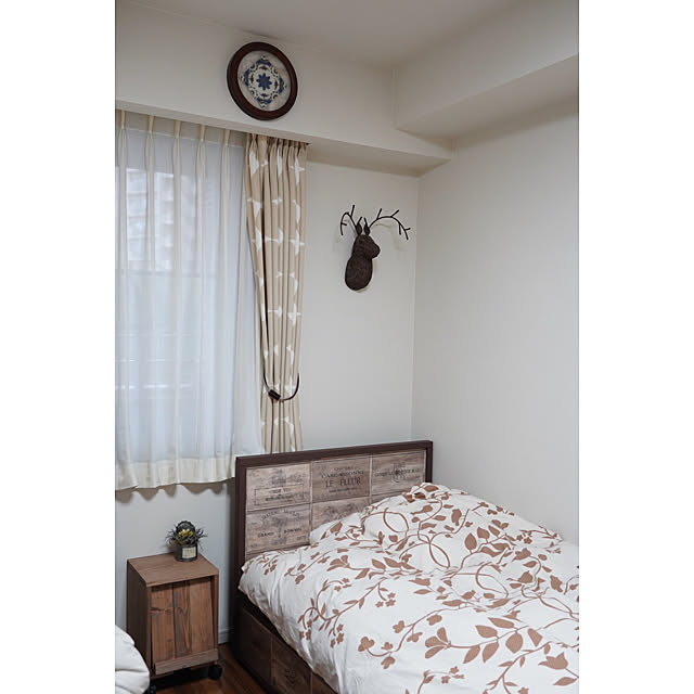 寝室/北欧ちっく/ゆぴのこワークショップ/壁紙屋本舗/ベッドリメイク...などのインテリア実例 - 2019-12-05 16:06:45