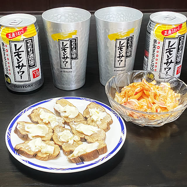 朝食なんです(￣▽￣;)/いぶりがっこにはクリームチーズ✨/タンブラー/こだわり酒場のレモンサワー/日用品...などのインテリア実例 - 2020-10-08 10:32:54