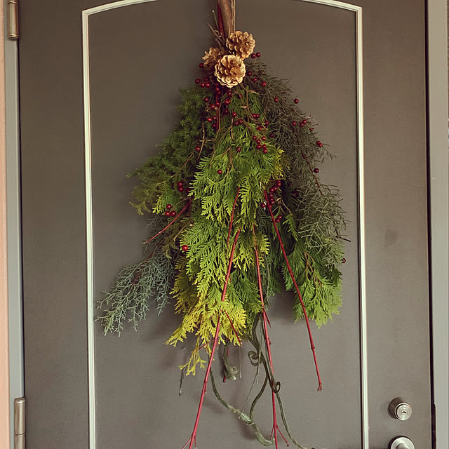花のある暮らし/クリスマス/スワッグ/サンキライの実/スワッグ作ってみました...などのインテリア実例 - 2022-12-16 19:00:16