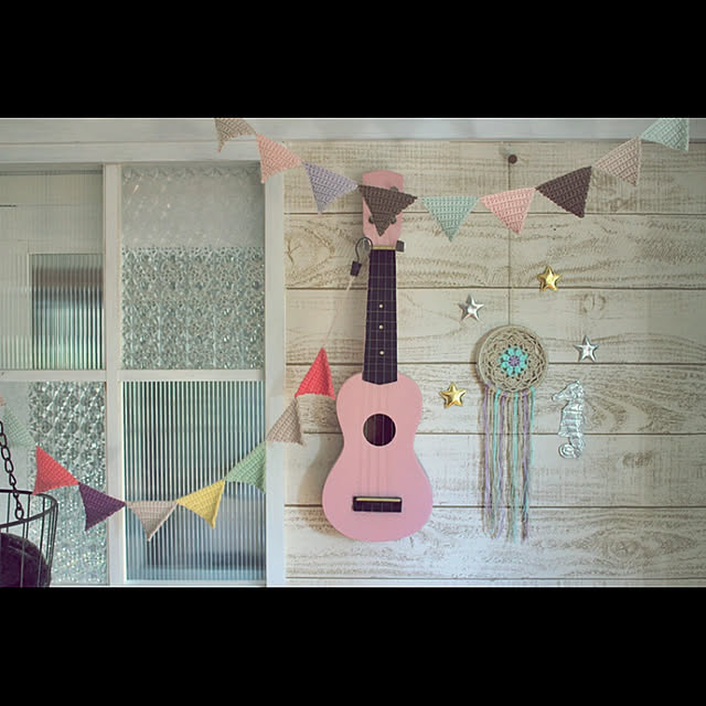 ベッド周り/ドリームキャッチャー/ウクレレ/ガーランドのインテリア実例 - 2017-08-04 17:31:33