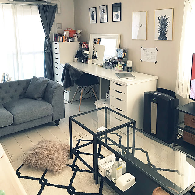 IKEA イケア ネストテーブル2点セット ガラス ブラックブラウン IKEA イケア ネストテーブル2点セット ガラス ブラックブラウン