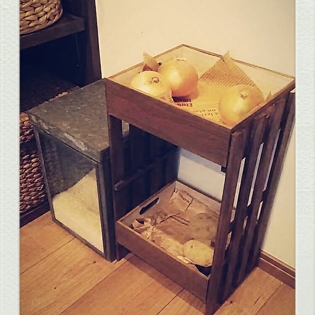 キッチン/はんどめいど/セリアL BOX/セリア ｽﾉｺ/野菜ストッカーのインテリア実例 - 2015-12-10 17:53:24