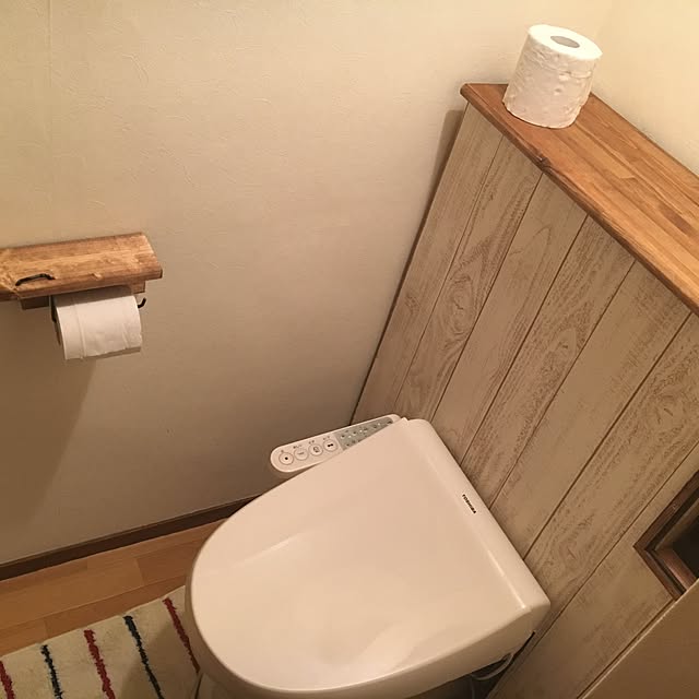 バス/トイレ/DIY/ワトコオイルダークウォルナット/セリア/壁紙屋本舗...などのインテリア実例 - 2016-10-03 22:06:22